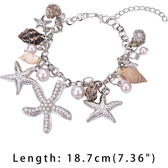 New Starfish Shell Anklet Bracelets Conch Starfish Faux Pearl Anklet Bra… - Picture 5 of 7